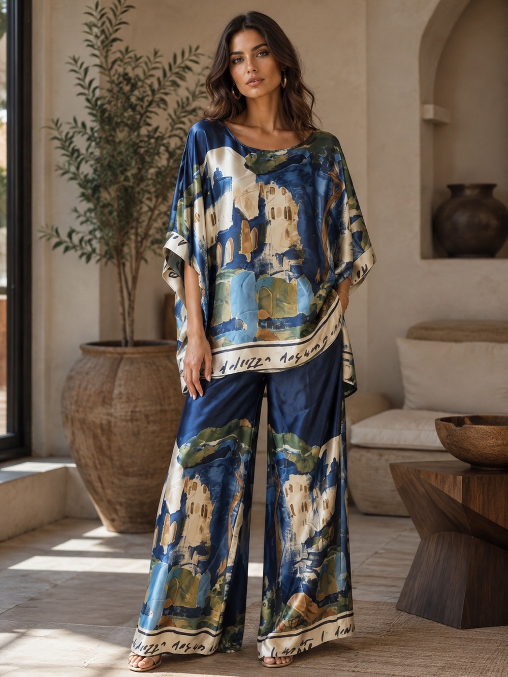 ✨ Made in Italy Printed Satin Two-Piece Set 🇮🇹
